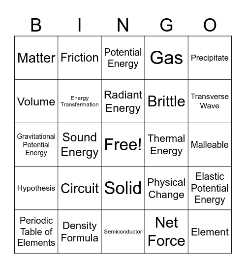 Fall Bingo Card