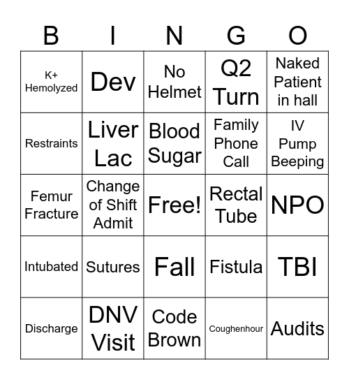 Trauma BINGO! Bingo Card