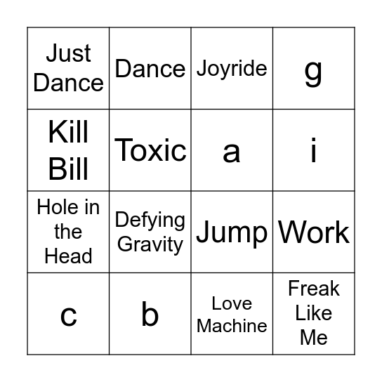 NGA Music Bingo 2026 Bingo Card