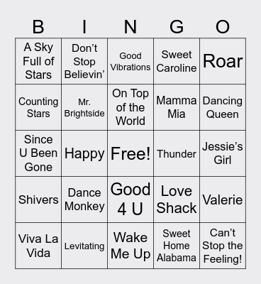 Music Bingo Card