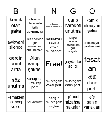 Idol house bingo Card