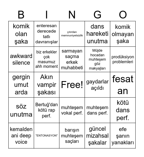 Idol house bingo Card