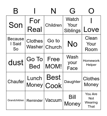 Mother's Day Bingo Card