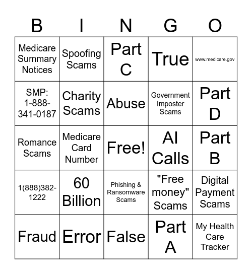 Senior Medicare Patrol Bingo Card