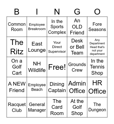 EMPLOYEE BINGO Card