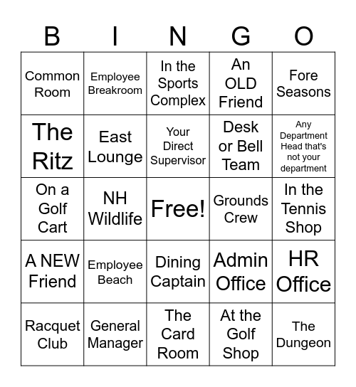EMPLOYEE BINGO Card