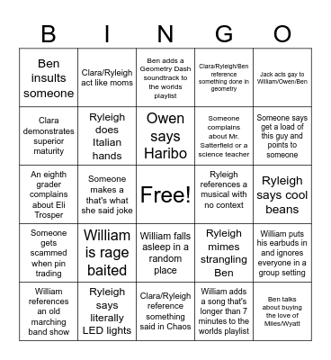 WORLDS BINGO BOARD Bingo Card