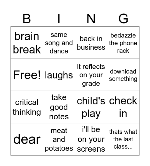 mrs. pierre sayings Bingo Card