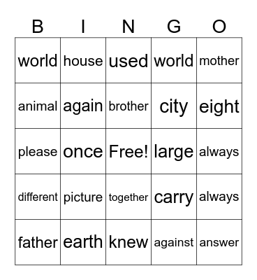 Fundations Bingo Card