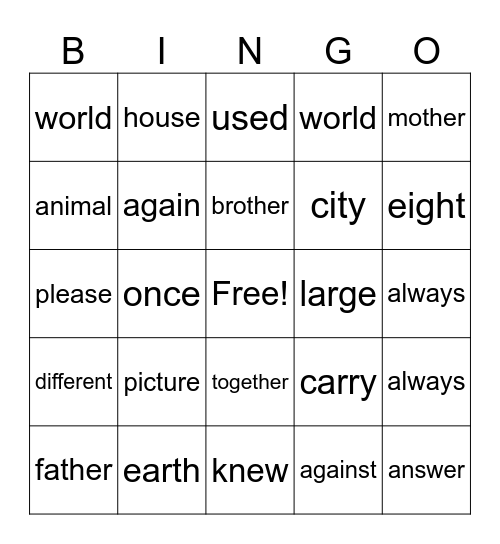 Fundations Bingo Card