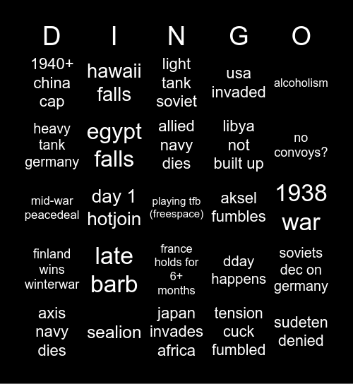 GS Hoi4 Bingo Card