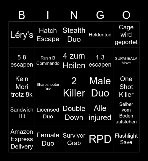2v8 Drunk by Daylight Bingo Card