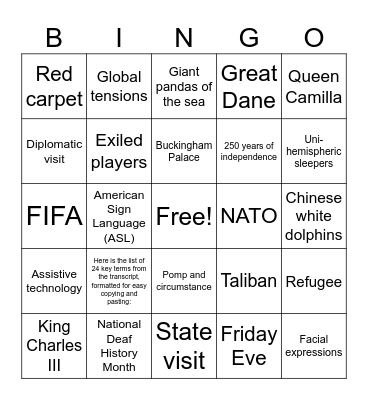 CNN 10 4/30/27 Bingo Card