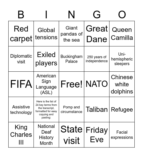 CNN 10 4/30/27 Bingo Card
