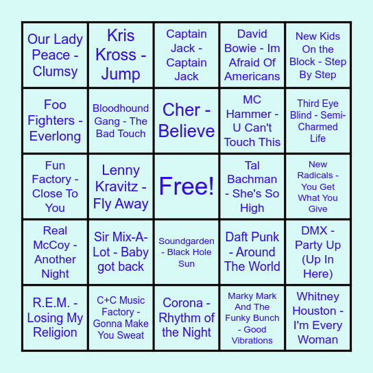 MUSIC BINGO Card