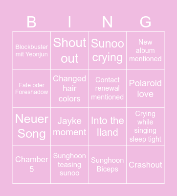 Enha Bingo Card