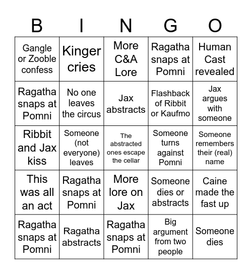 TADC: Last Act Bingo Card Bingo Card