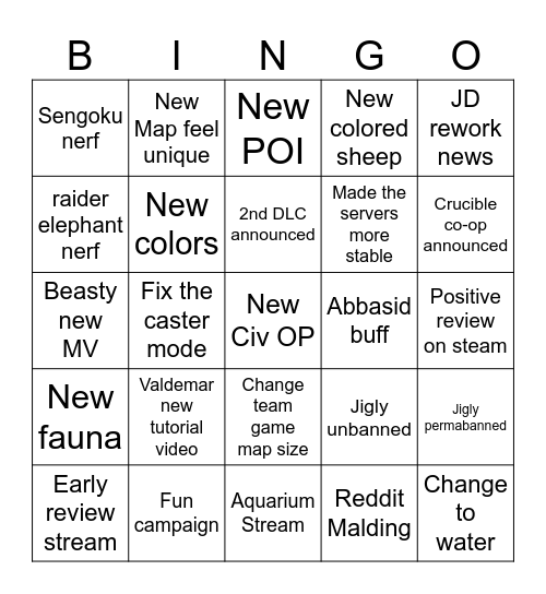 Aoe4 new dlc Bingo Card