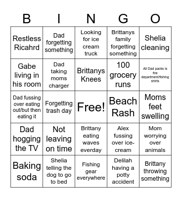Beach Bingo Card