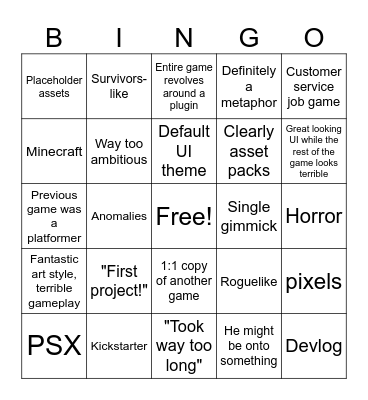 Indie bingo Card
