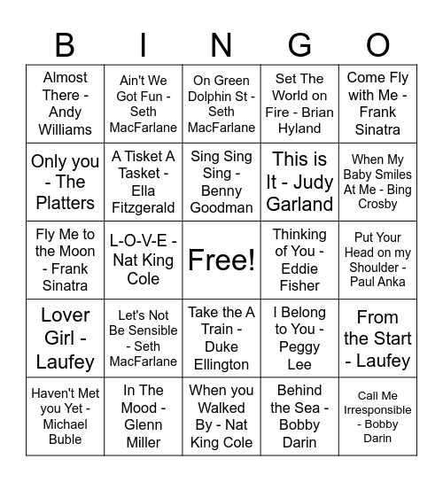 Lounge Bingo Card