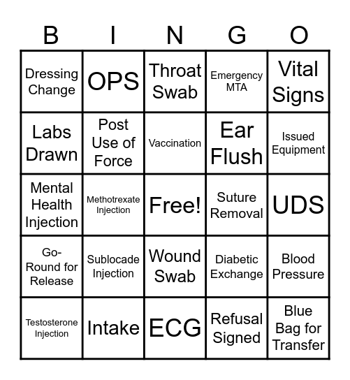 Nurses Appreciation Bingo Card