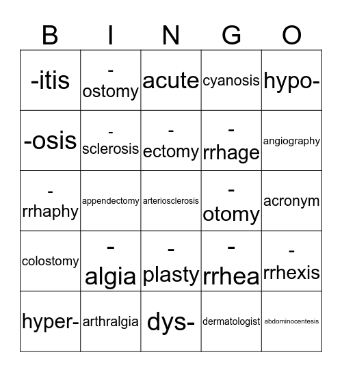 MT Chapter 1-1 Bingo Card