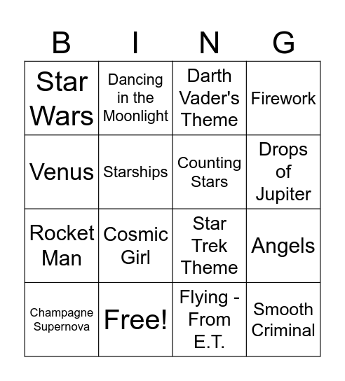 Musical Bingo May 2026 Bingo Card
