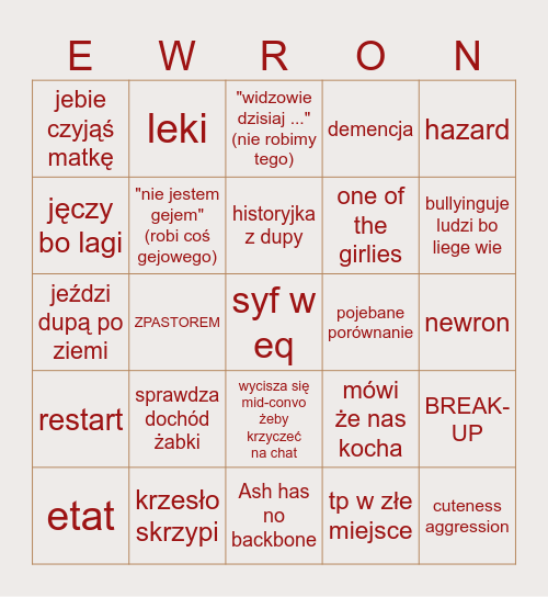 QSMP EWROON STREAM Bingo Card