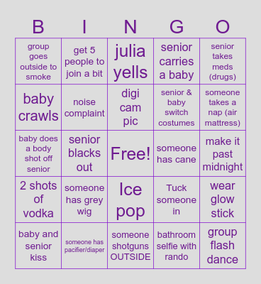 SENIOR RAVE BINGO Card