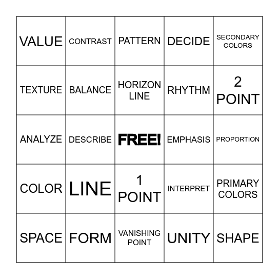 End of Year Bingo Card