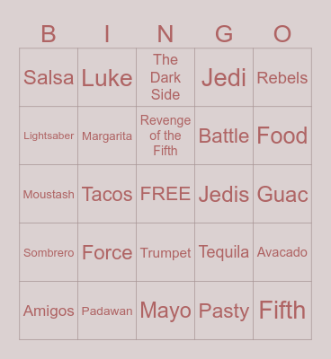 SBH May the 4th and Cinco be with you! Bingo Card