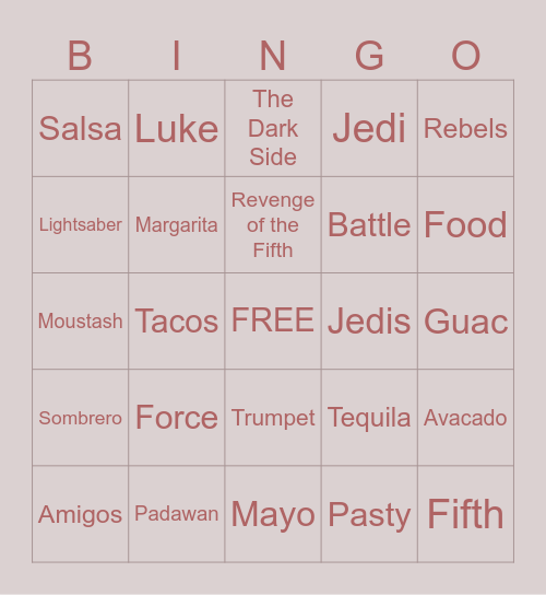 SBH May the 4th and Cinco be with you! Bingo Card