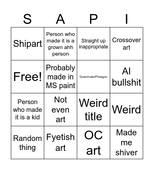 SAPI4/Microsoft TTS fanart bingo Card