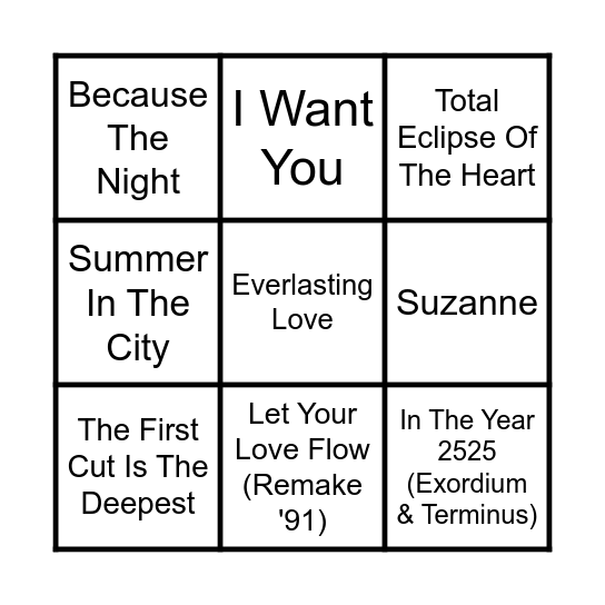 The Oldies Bingo Card