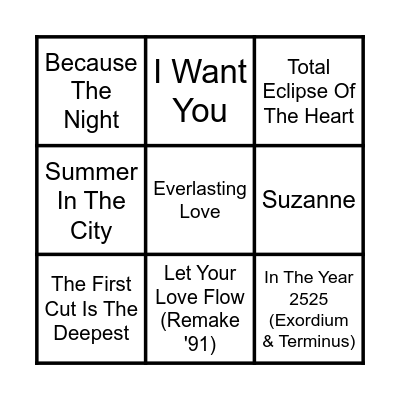 The 'Oldies' Rapid Fire Cover All Bingo Card