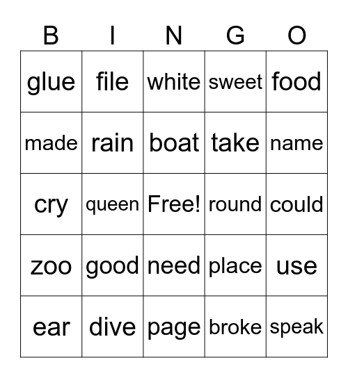 Vowel Team / Name Bingo Card