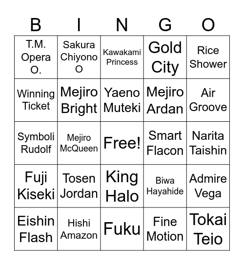 Team Canopus Bingo Card