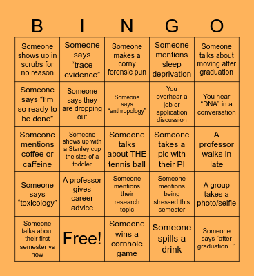 Forensic Bingo Card