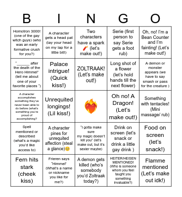 MAKE OUT ANIME BINGO Card