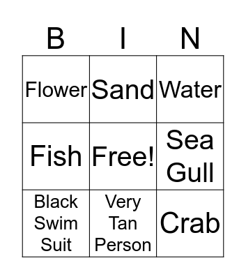 Ocean Bingo Card