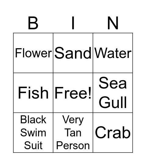 Ocean Bingo Card