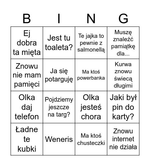 Marokańskie przygody Bingo Card
