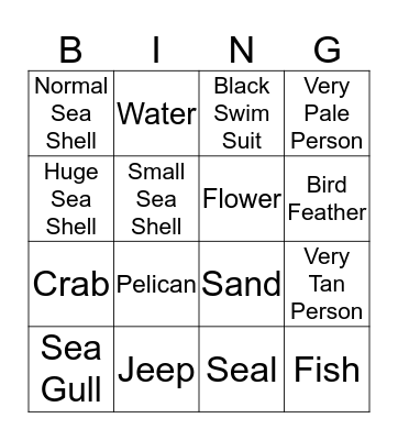 Ocean Bingo Card