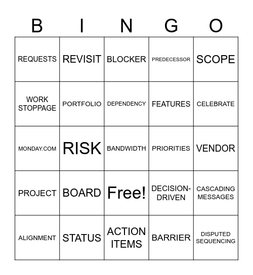 PROJECT BINGO Card