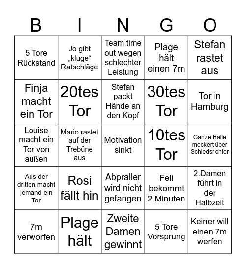 2. Damen Bingo Card
