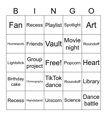 Anya's Birthday Bingo Card