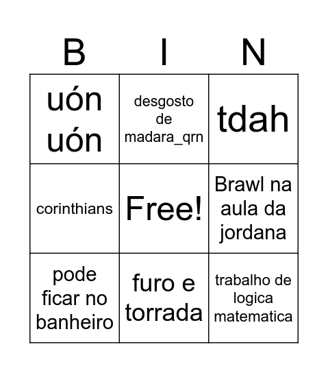 Bingo de segunda feira Bingo Card