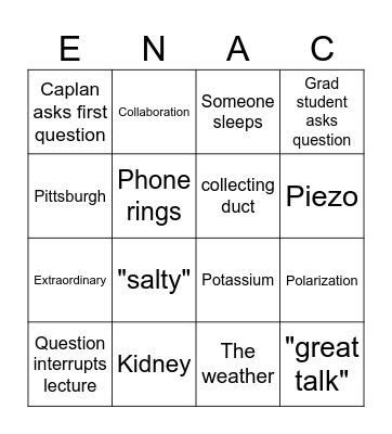 Berliner lecture Bingo Card