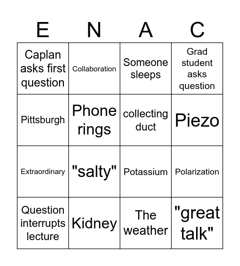 Berliner lecture Bingo Card